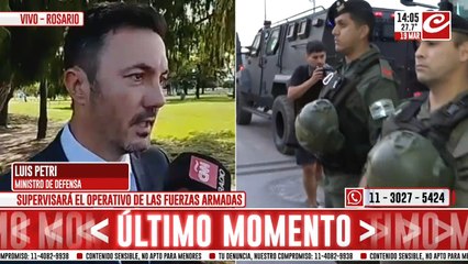 Luis Petri llegó a Rosario: "Las Fuerzas Armadas tienen que venir con mayor apoyo de la ley"
