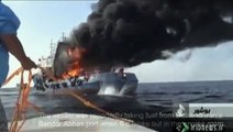 Rescatados de buque en llamas en Iran