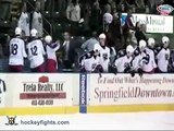 Minor League Hockey Player Tries To Fight The Entire Opposing Team