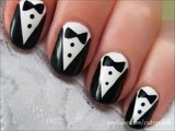 How to Tuxedo Nail Art Zooey Deschanel HD