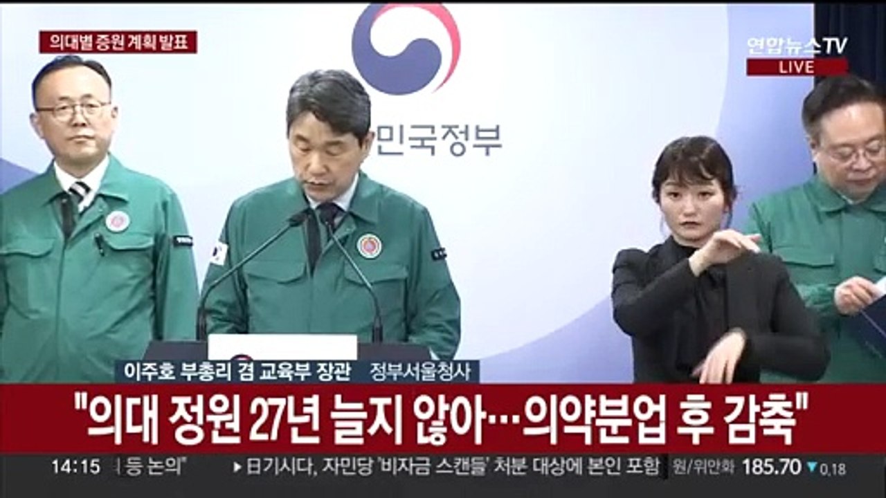 [현장연결] 의대 '2천명 증원' 확정…비수도권 1천639명·경인권 361명