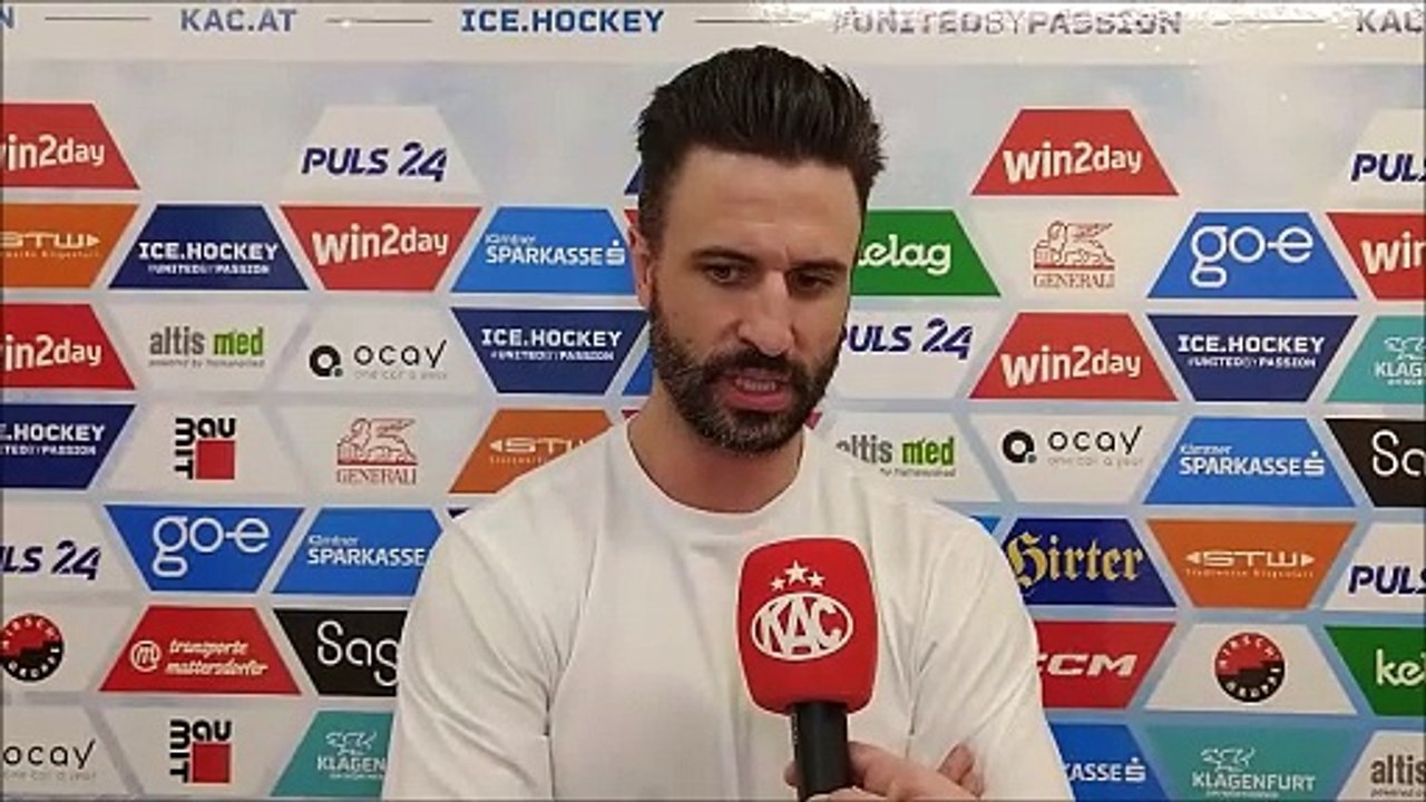 David Fischer (KAC) nach dem Sieg gegen Pustertral