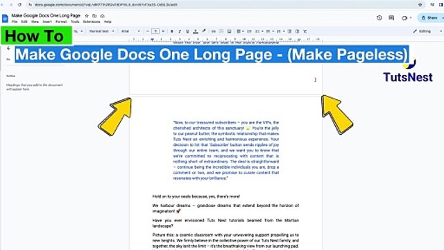 How to Make One Single Long Page In Google Docs - Google Docs Continuous Page - (Make Pageless)