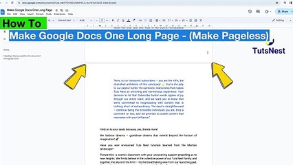 How to Make One Single Long Page In Google Docs - Google Docs Continuous Page - (Make Pageless)