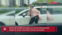 Trafikte dehşet! Kadın sürücüler birbirine girdi, yumrukla saldırdı