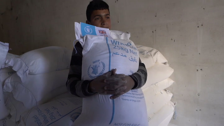 Watch: UK’s largest delivery of 2,000 tonnes of food aid reaches Gaza