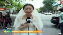 Una reportera interrumpe su boda para informar del terremoto que sacudió China