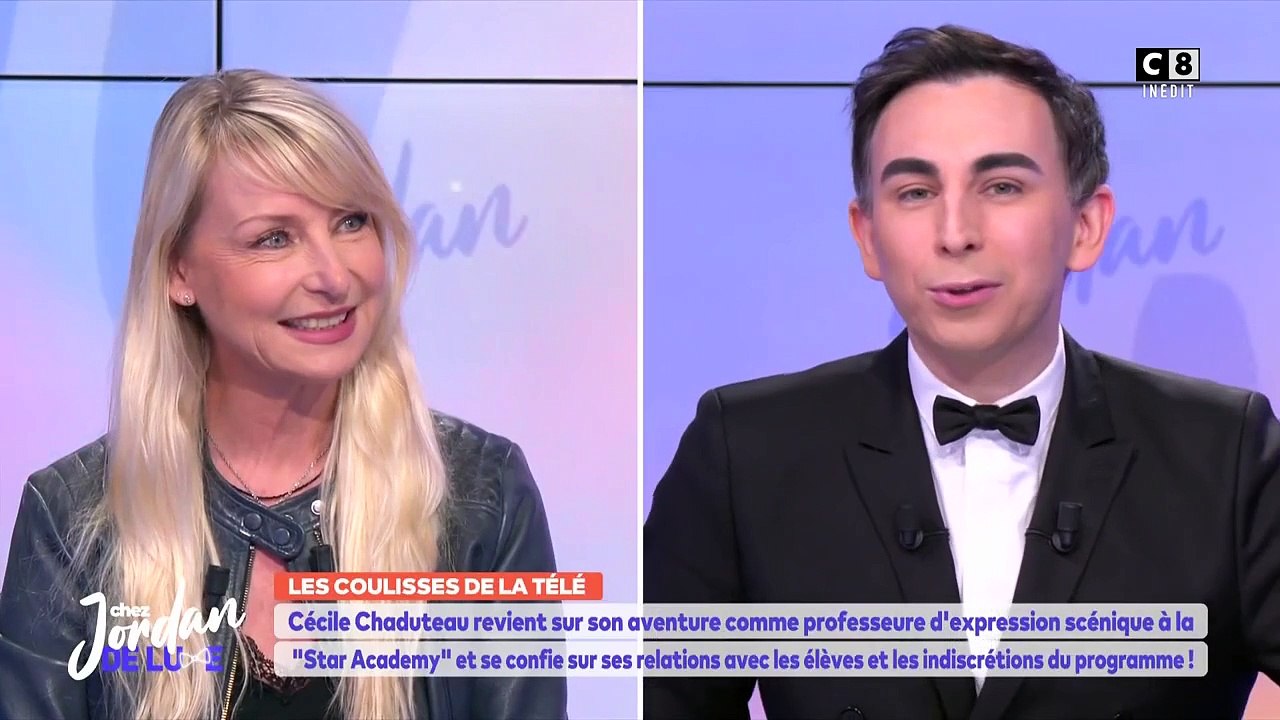 Cécile Chaduteau évoque une rumeur de couple avec un professeur de la "Star Academy", dans "Chez Jordan", le 20 mars 2024, sur C8