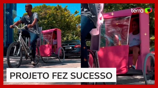 Pai constrói 'carruagem de princesa' para levar filha à escola no RJ