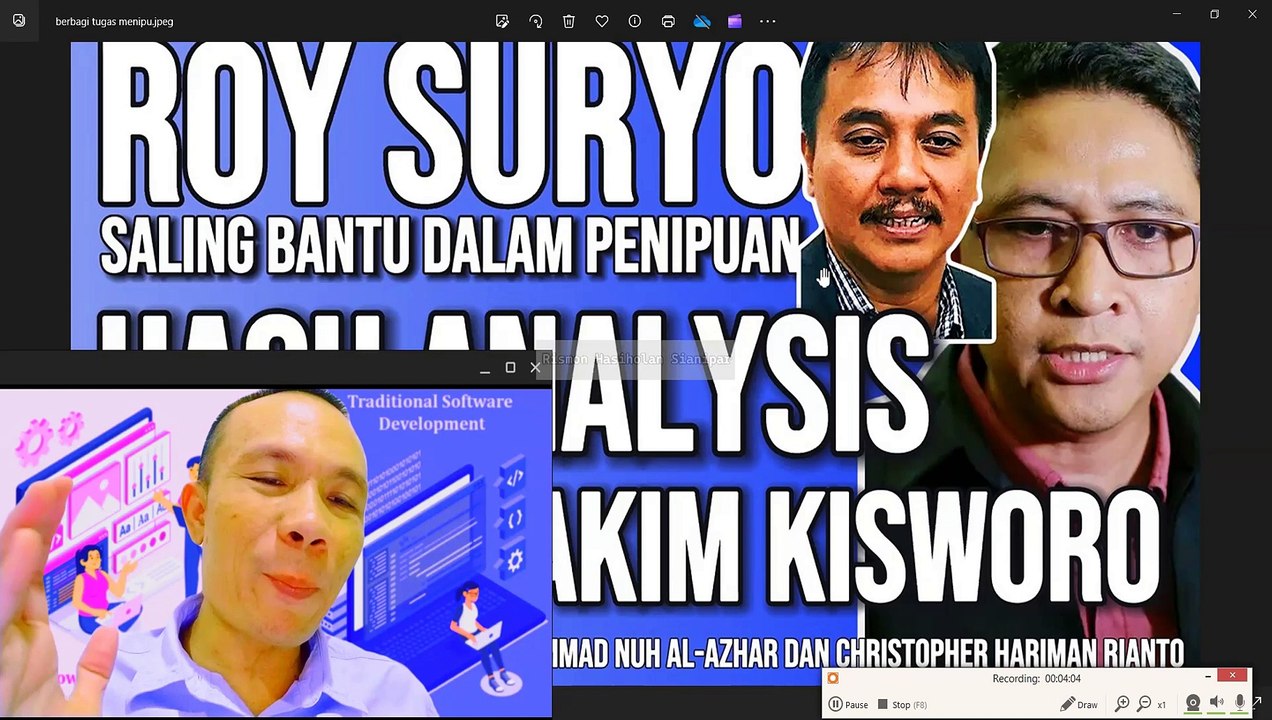 ROY SURYO SALING BANTU DENGAN MUHAMMAD NUH AL-AZHAR DALAM PENIPUAN DAN REKAYASA VIDEO CCTV JESSICA