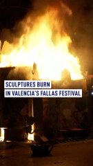 Sculptures burn in Valencia’s Fallas festival