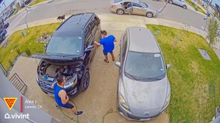 Two Men Scared Of Dog In Driveway Caught On Vivint Camera | Doorbell Camera Video