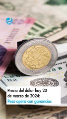 Precio del dólar hoy 20 de marzo de 2024: Peso opera con ganancias