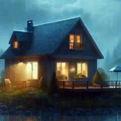 A lone house in the cold night