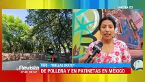 Las Imillas Skate lucieron sus polleras patinando por las calles de México