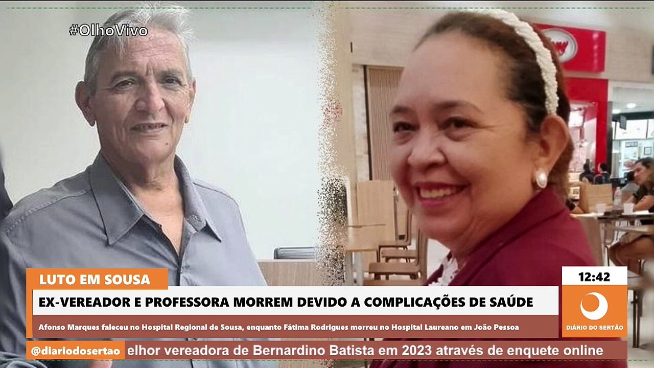 Luto em Sousa: ex-vereador e professora morrem devido a complicações de saúde
