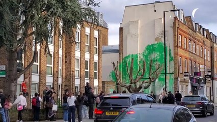 Mural de Banksy em Londres é protegido por cercas após ser danificado