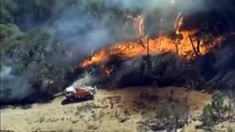 Incendios forestales a través de los estados de Victoria en Australia