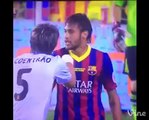 Fabio Coentrao gets his fingers in Neymar face