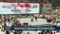 Prabowo Pidato Kemenangan Pilpres Tanpa Didampingi Gibran