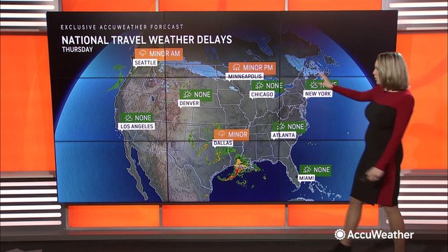 Thunderstorms and snow to cause travel problems throughout the US this Thursday