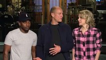 Saturday Night Live Woody Harrelson Gives Kate McKinnon and Kendrick Lamar Piggyback Rides