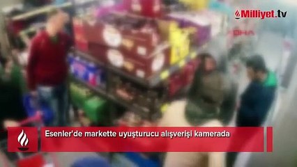 Market reyonlarının arasında uyuşturucu alışverişi