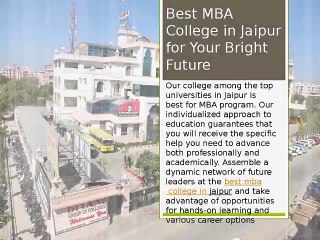 Best MBA College in Jaipur for Your Bright Future