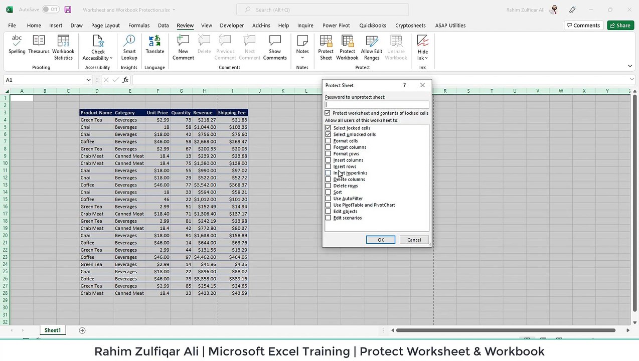08 - Worksheet and Workbook Protection - Microsoft Excel