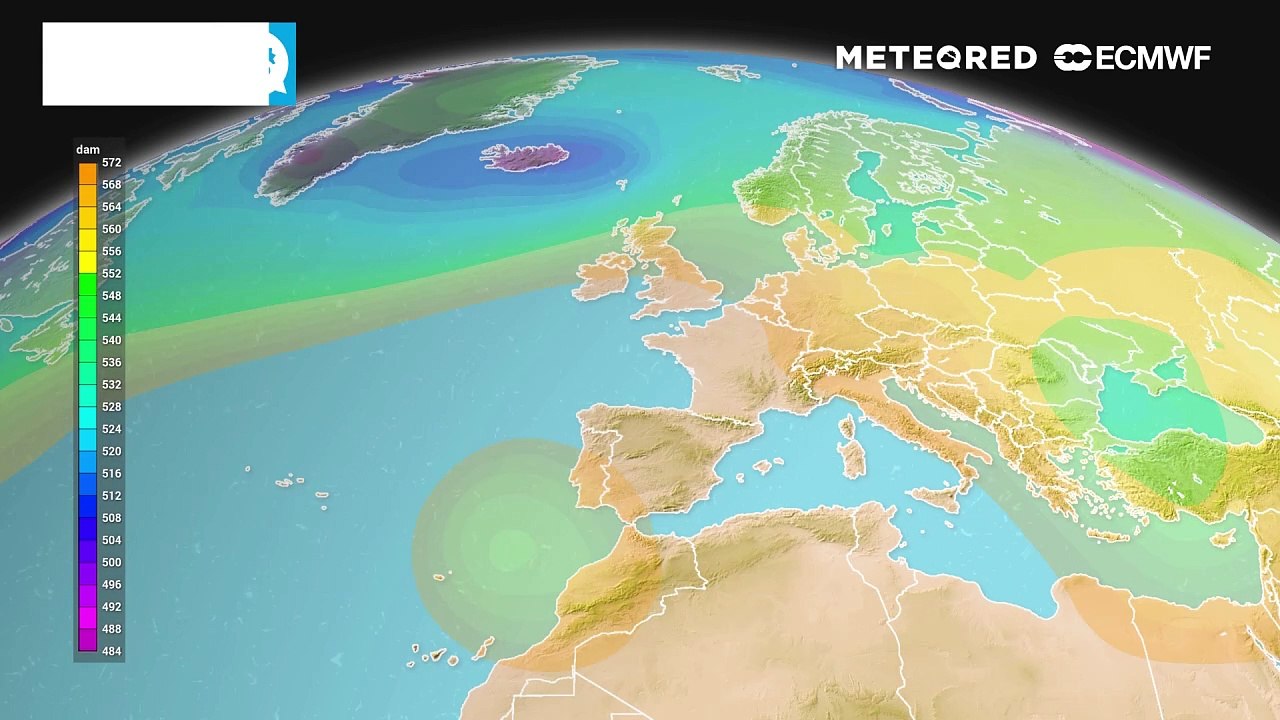 Geopotencial previsto a unos 500 hpa para los próximos días. Fuente: modelo ECMWF.