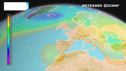Geopotencial previsto a unos 500 hpa para los próximos días. Fuente: modelo ECMWF.