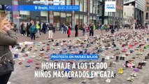 Países Bajos recuerda a los niños palestinos muertos en Gaza con miles de zapatos