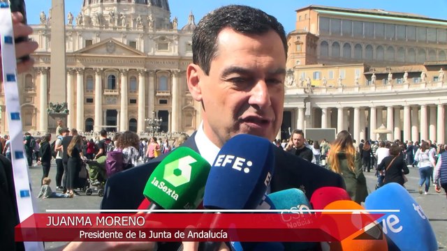 Moreno invita al Papa Francisco a visitar Andalucía: Ha sido un día muy especial