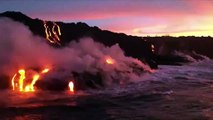 Caída de lava del volcán Kilauea al océano