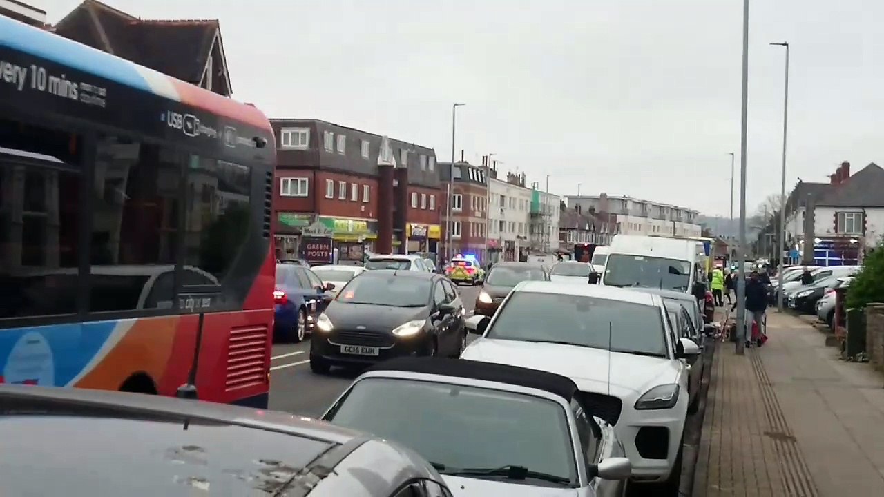 Police at scene of crash outside Portsmouth pub