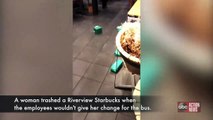 A woman knocked over tables and chairs at Starbucks