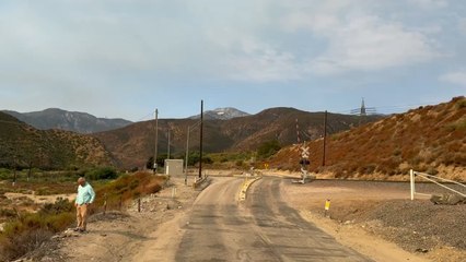 BNSF 8327 Leads Eastbound Autorack Train Passing Through Blue Cut CA