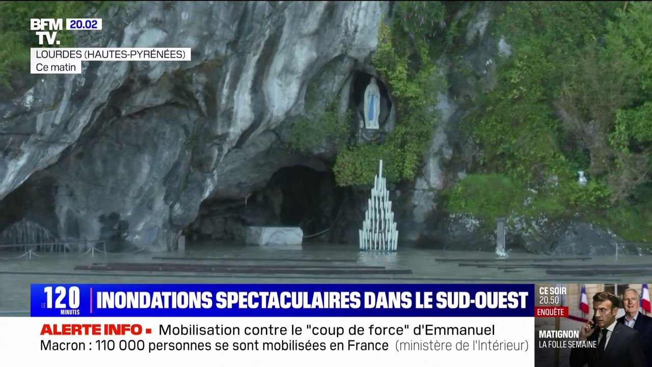 Crue dans le Sud-Ouest: une grotte inondée à Lourdes