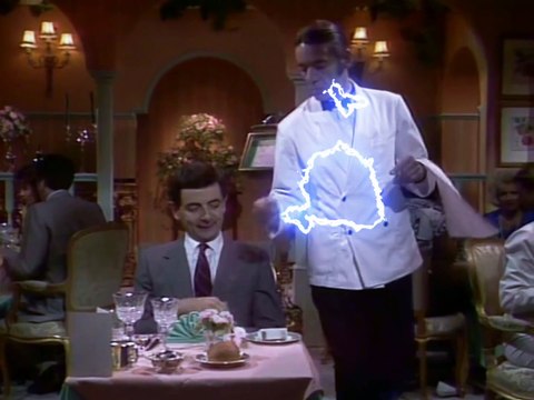 MrBean in restaurant mrbeast comedy