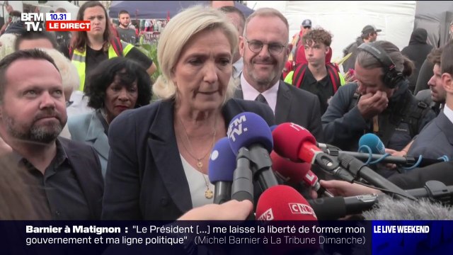Michel Barnier doit être respectueux de ce que souhaitent les 11 millions d'électeurs du RN , affirme Marine Le Pen