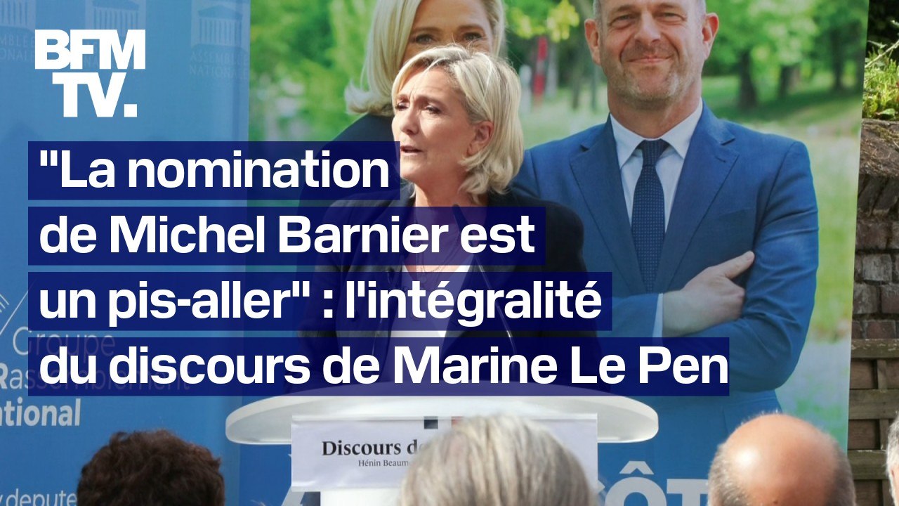 Élections législatives, nomination de Michel Barnier... L'intégralité du discours de rentrée politique de Marine Le Pen