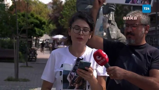 Madenci Anıtı önünde oturma eylemi yapan depremzede Döne Kaya: 6 Şubat depremlerinde kaybettiğim Çınar'ım için, vefat eden Narin için adalet istiyoruz