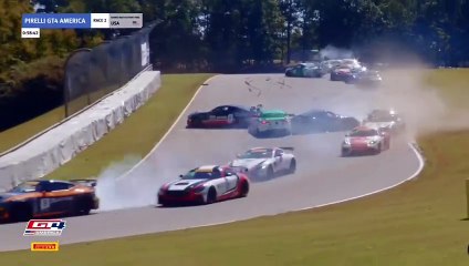 GT4 America 2024 Bamber Race 2 Big Pile Up Crash