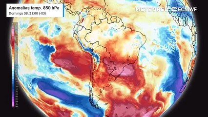 Anomalia de temperatura em 850 hPa