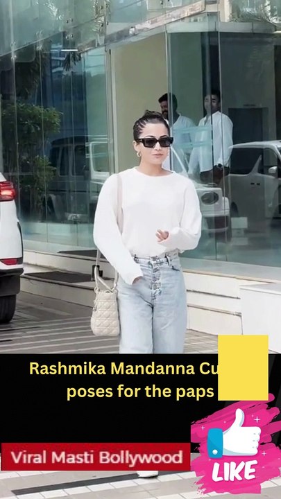 Rashmika Mandanna Cutely poses for the paps