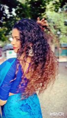 Beautiful Indian girl in blue saree