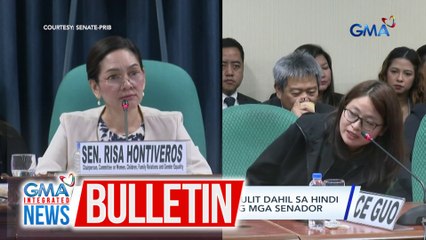 Alice Guo, cited in contempt ulit dahil sa hindi pagsagot sa ilang tanong ng mga senador | GMA Integrated News Bulletin