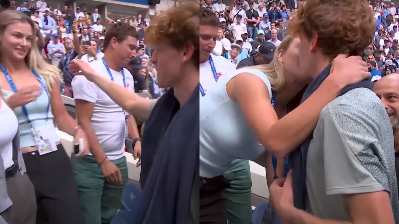 Tennis - US Open 2024 - Jannik Sinner and Anna Kalinskaya shared a kiss after he became the first Italian to win the US Open.