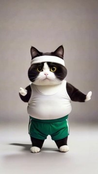 When a chunky black cat puts on a white band and hits the dance floor, magic happens! Watch this furry breakdance sensation in action! #FatCatBreakdance #PawsomeMoves