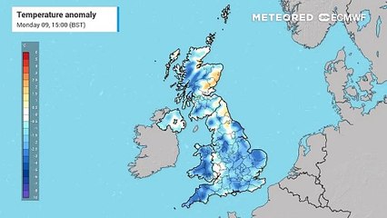 Cold Arctic air will be dragged southwards on Tuesday bringing cold autumnal weather across the UK.